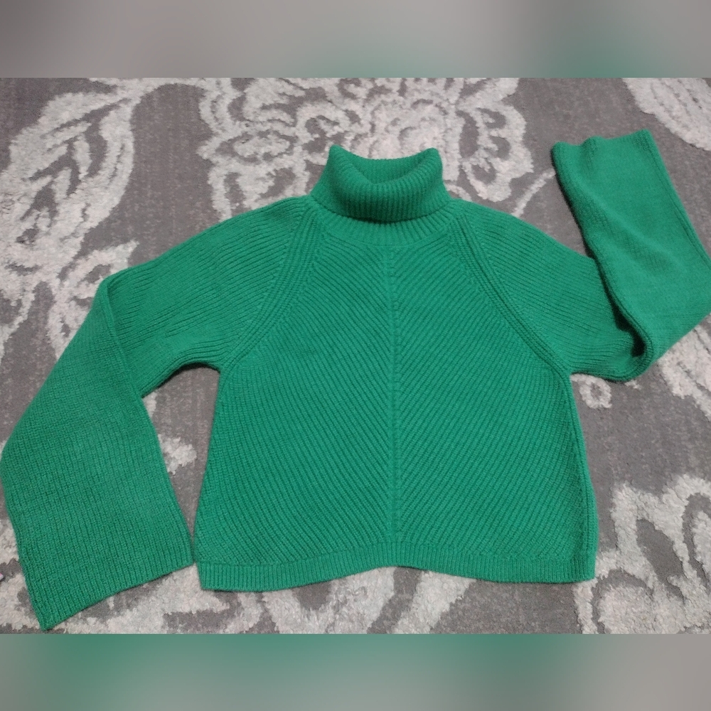 Maeve For Anthropologie Vibrant Green Turtleneck Sweater